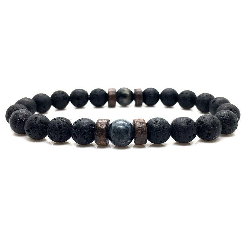 Men's Black Volcanic Stone Bracelet