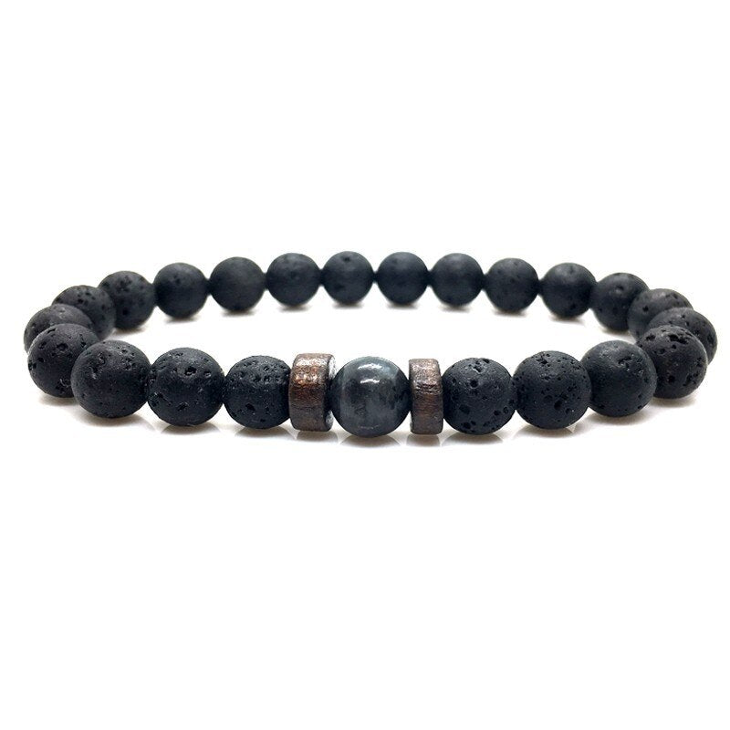 Men's Black Volcanic Stone Bracelet